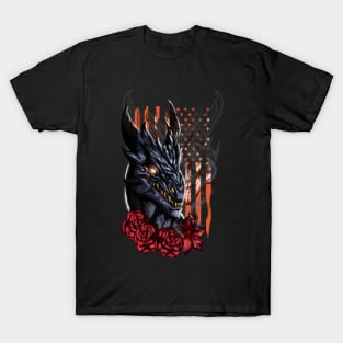 Burning Roses - Hallowed Black Dragon T-Shirt